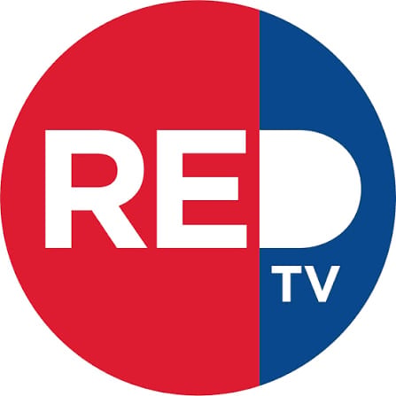 RED TV logo featuring red and blue circular design with white text